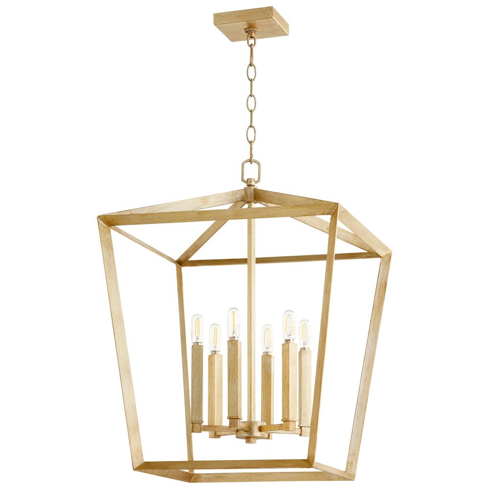 Hyperion Chandelier 6-Light Aged Silver Leaf - Small