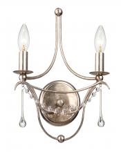 Crystorama 422-SA - Metro 2 Light Antique Silver Wall Mount
