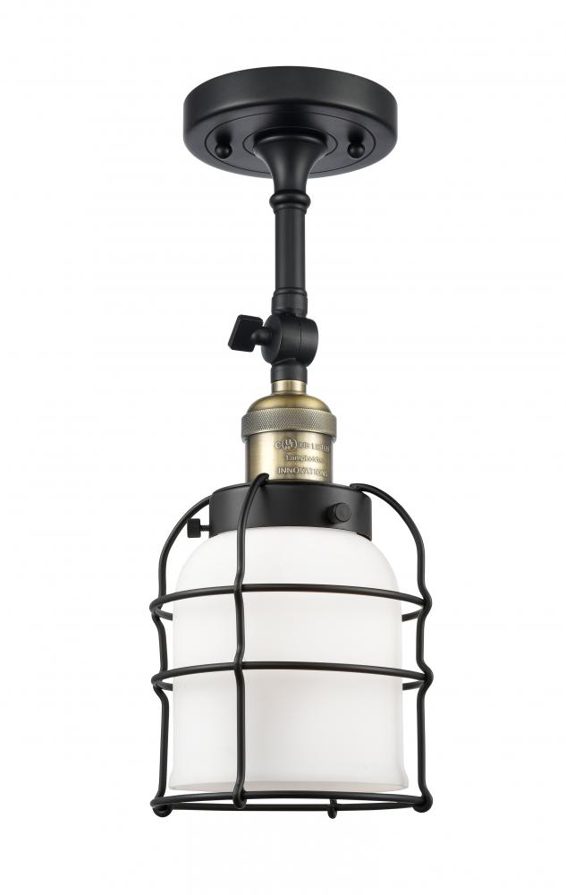 Bell Cage - 1 Light - 6 inch - Black Antique Brass - Adjustable Semi-Flush Mount