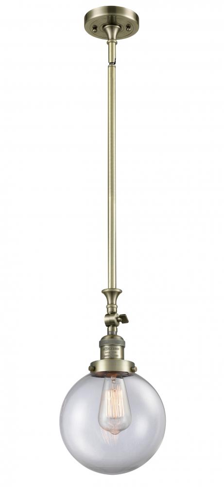 Beacon - 1 Light - 8 inch - Antique Brass - Stem Hung - Adjustable Mini Pendant