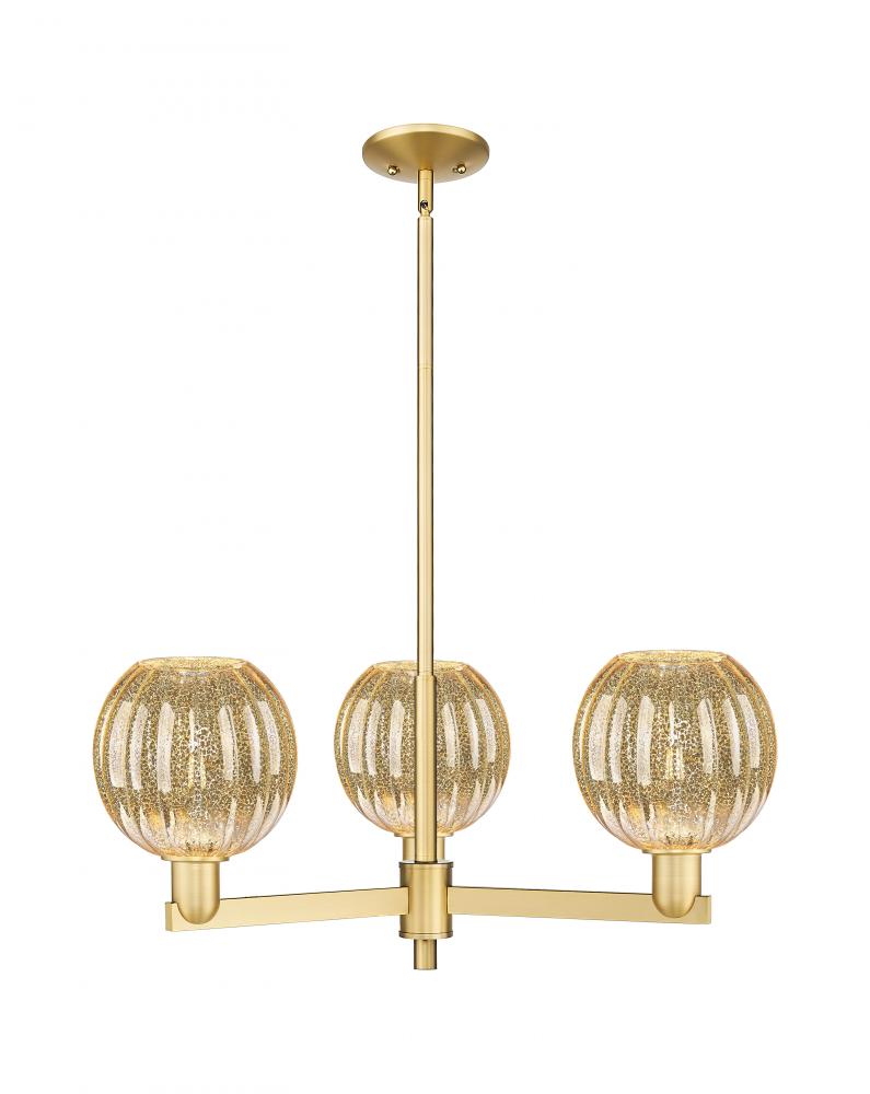 Preston Globe - 3 Light - 18 inch - Satin Gold - Flush Mount