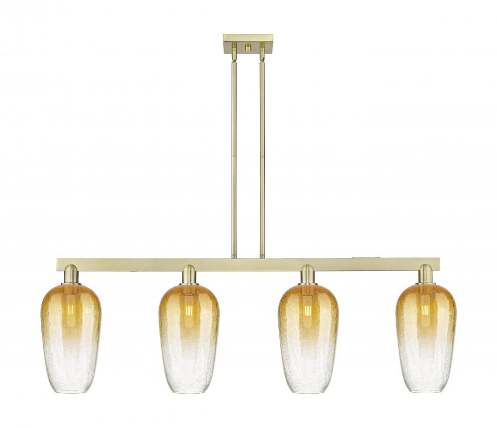 Brookhaven Flute - 4 Light - 48 inch - Antique Brass - Cord hung - Island Light