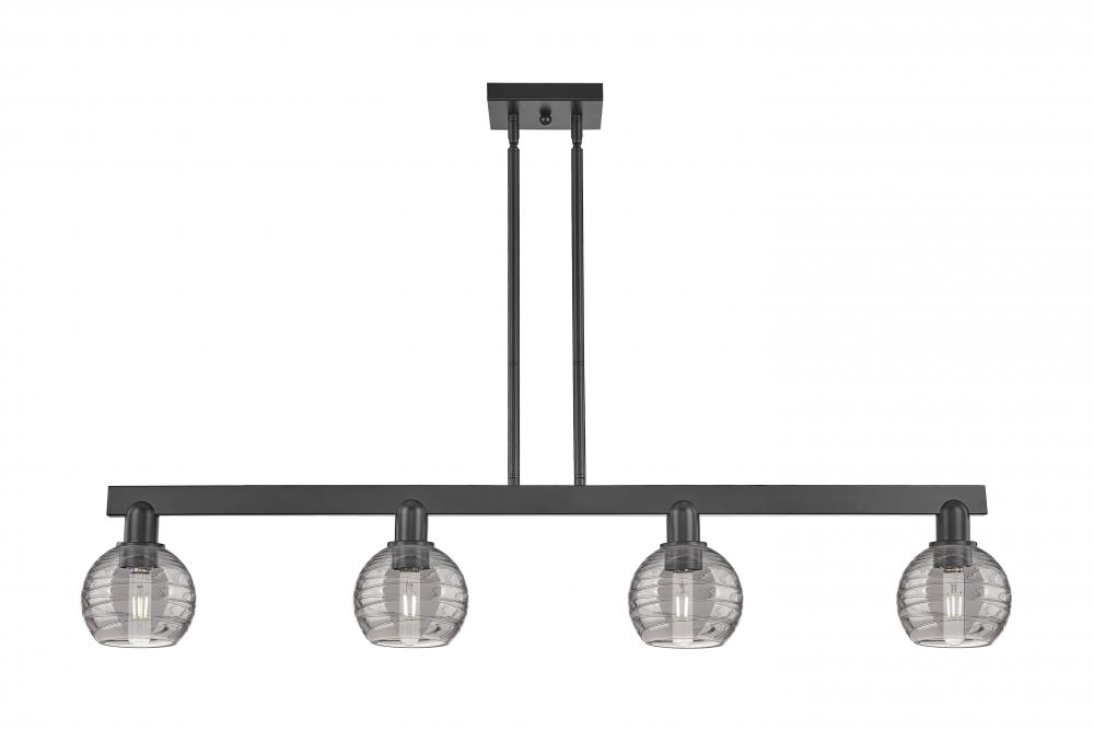 Athens Deco Swirl - 4 Light - 48 inch - Matte Black - Cord hung - Island Light