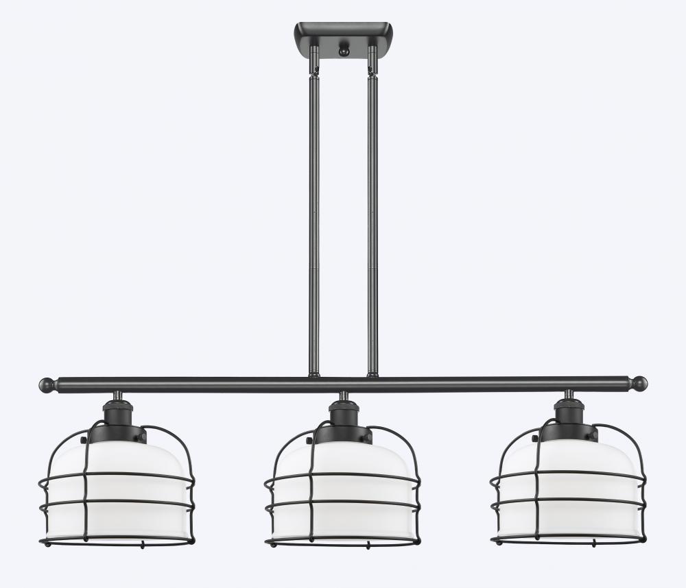 Bell Cage - 3 Light - 36 inch - Matte Black - Stem Hung - Island Light