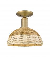 Innovations Lighting 716-1C-BB-NBD2-9-NAT - Natural Ballston Dome - 1 Light - 6 inch - Brushed Brass - Semi-Flush Mount