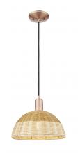 Innovations Lighting 716-1P-AC-NBD2-12-NAT - Natural Ballston Dome - 1 Light - 6 inch - Antique Copper - Cord hung - Mini Pendant