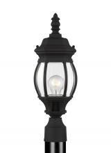Generation Lighting 82202-12 - Wynfield traditional 1-light outdoor exterior small post lantern in black finish with clear beveled