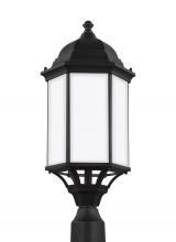 Generation Lighting 8238751-12 - Sevier traditional 1-light outdoor exterior large post lantern in black finish with satin etched gla
