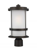 Generation Lighting 8290901-71 - Wilburn modern 1-light outdoor exterior post lantern in antique bronze finish with satin etched glas