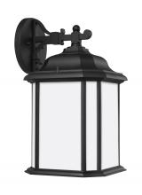 Generation Lighting 84531-12 - Kent traditional 1-light outdoor exterior large wall lantern sconce in black finish with satin etche