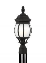 Generation Lighting 89202-12 - Wynfield traditional 1-light outdoor exterior small post lantern in black finish with frosted glass