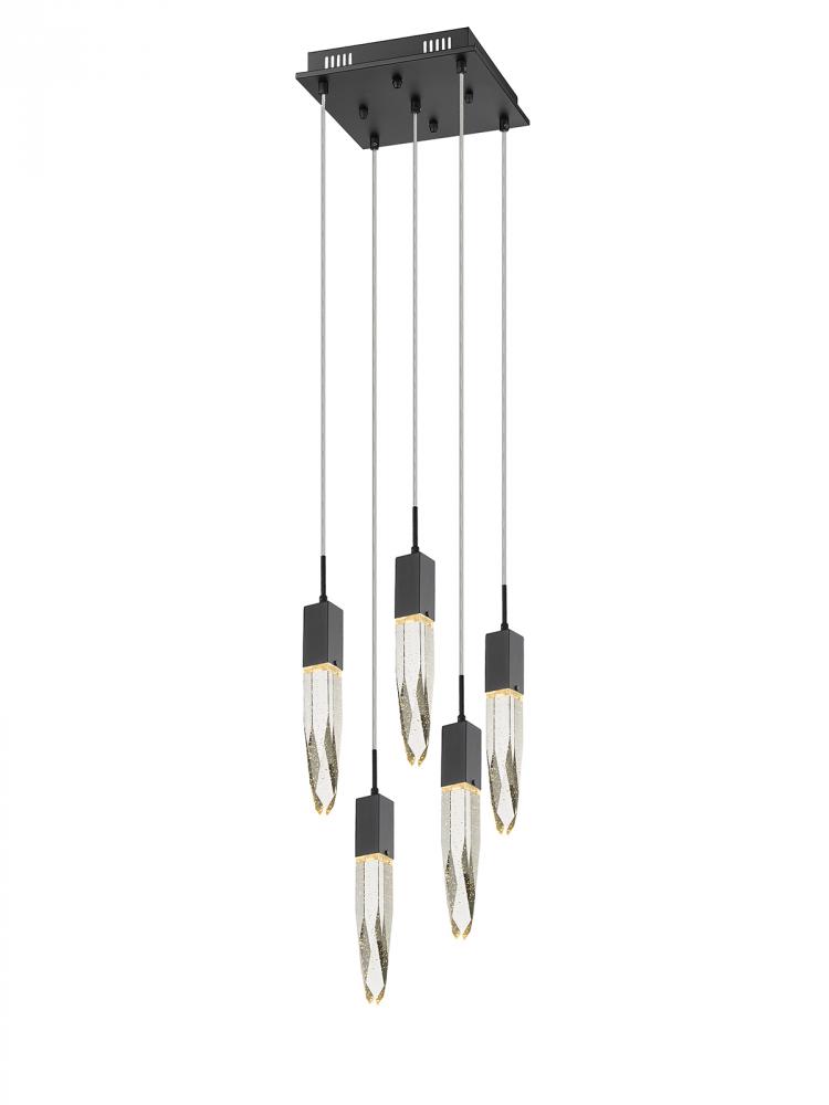 Aspen Collection 5 Light Bubbled Crystal Multi Port Pendant