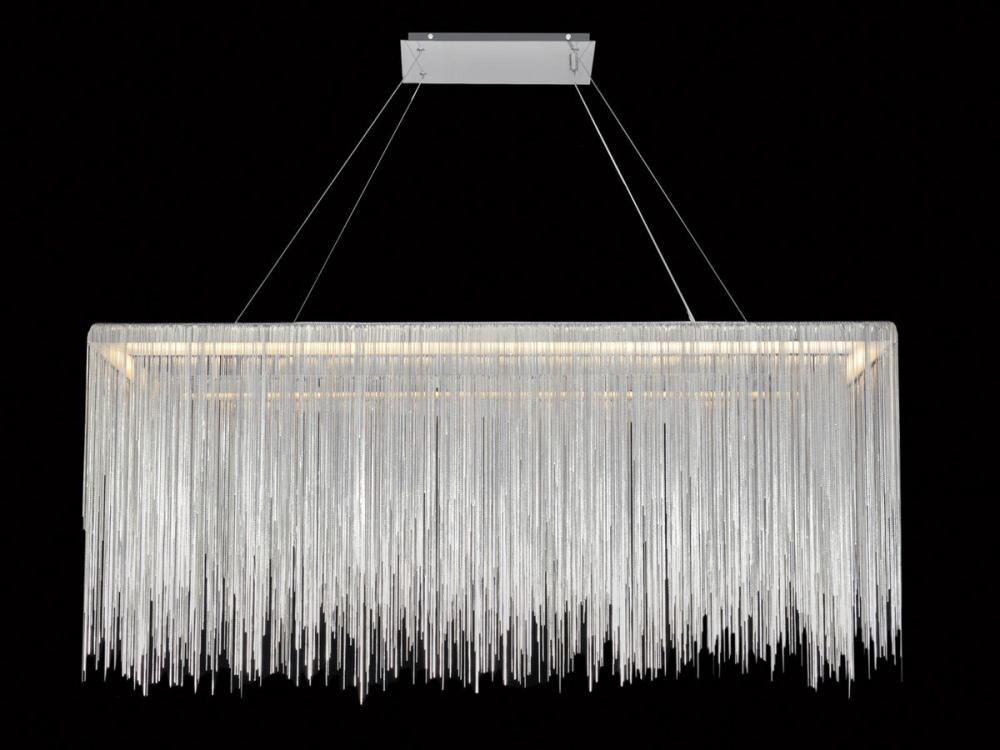 Fountain Ave. Chrome Jewelry Rectangle Hanging Chandelier