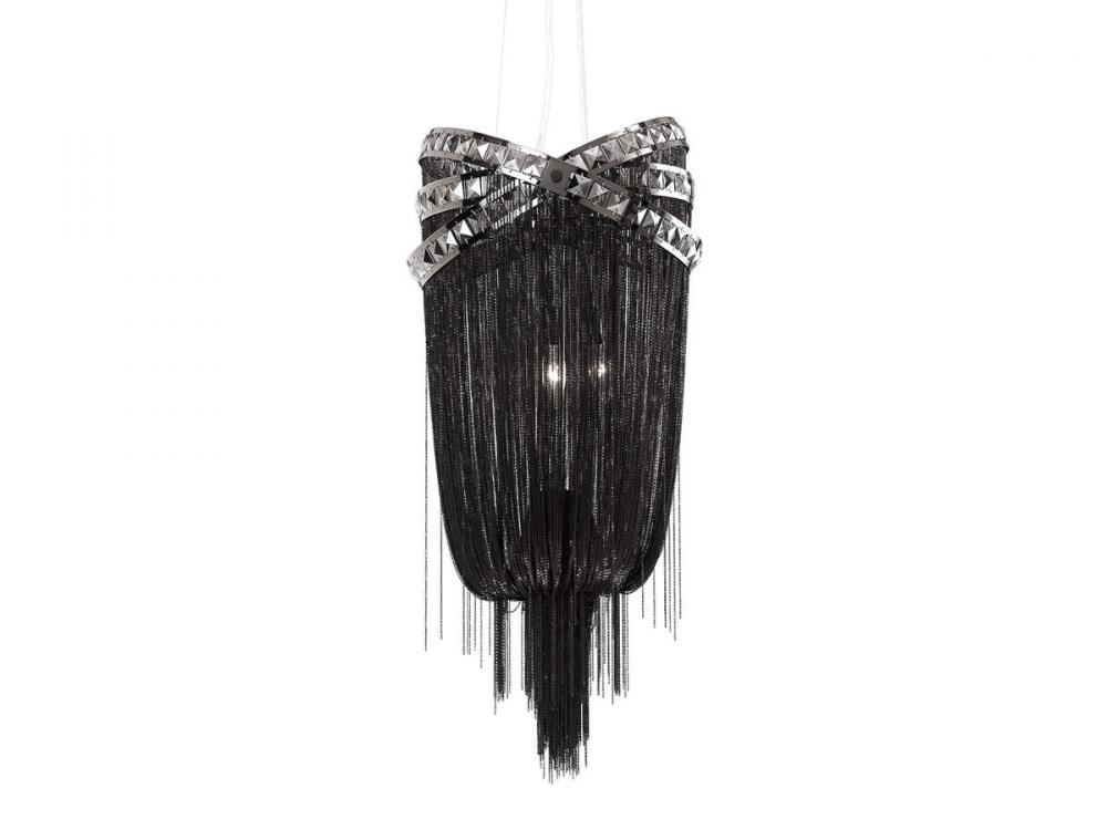 Wilshire Blvd. Black Steel Chain Foyear Hanging Fixture