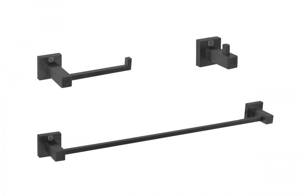 Bathroom hardware set 24"x2.7+6.6"x3.1"+2.7"x2.2" matte black