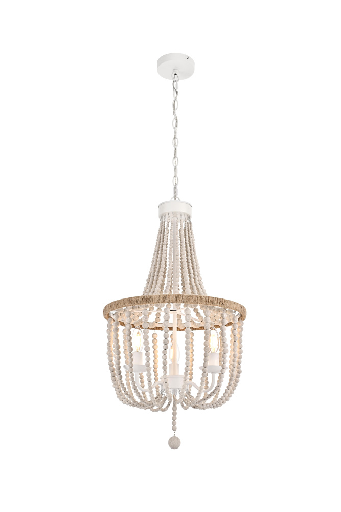 Jolie 16 inch Beaded Pendant in Antique White