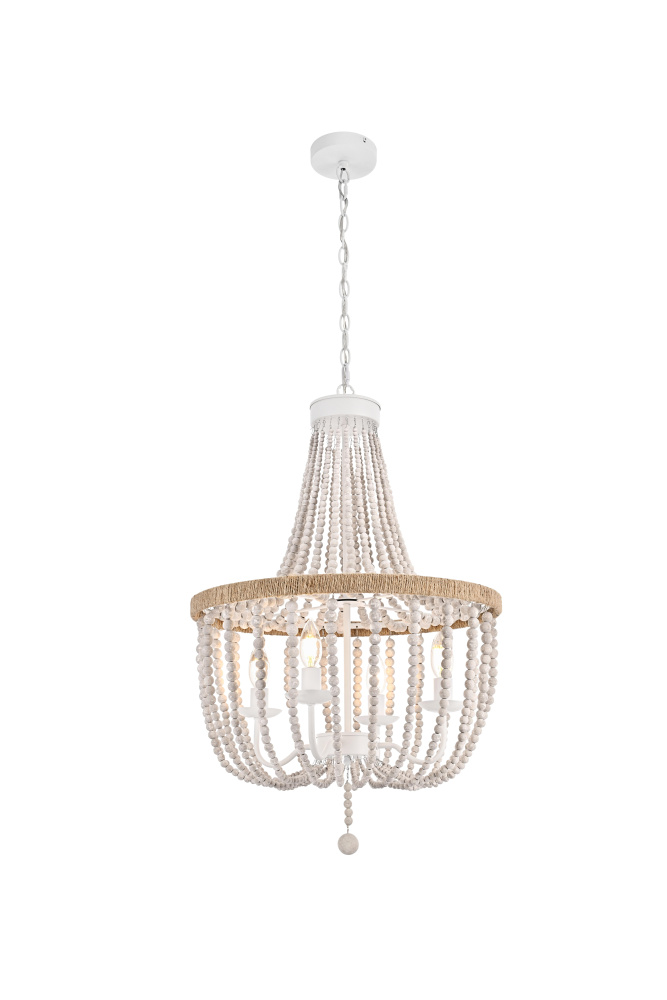 Jolie 20 inch Beaded Pendant in Antique White