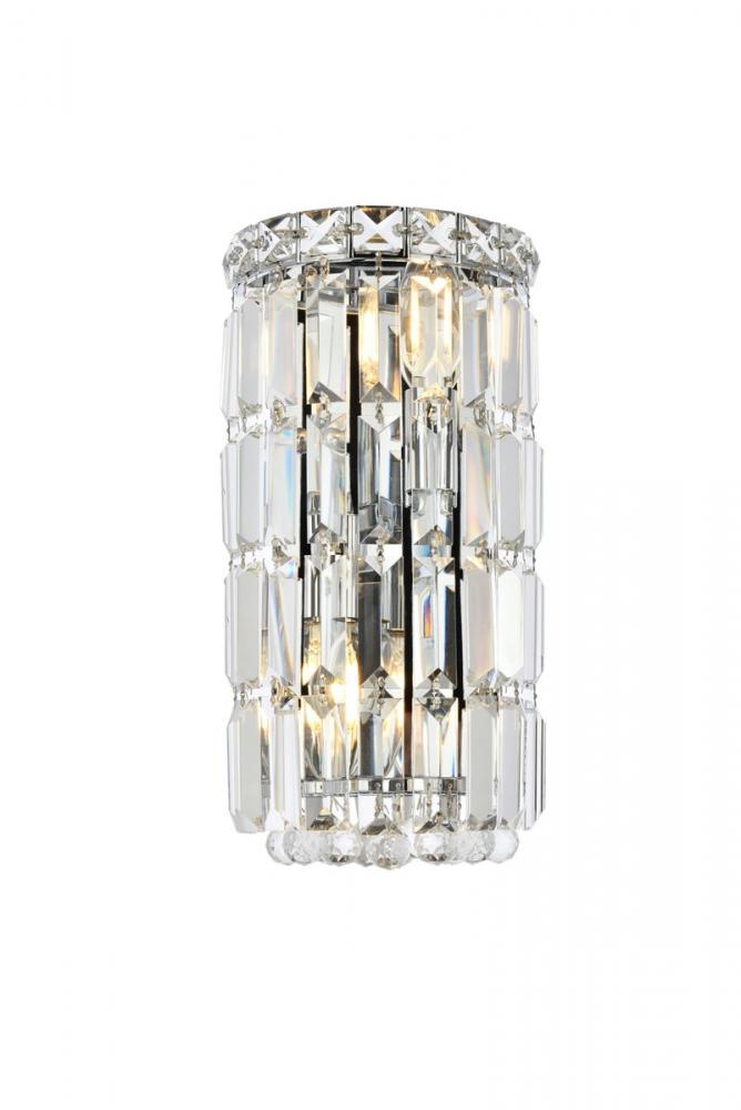 Maxime 2 Light Chrome Wall Sconce Clear Royal Cut Crystal