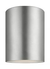 Visual Comfort & Co. Studio Collection 7813801-753 - Outdoor Cylinders transitional 1-light outdoor exterior ceiling flush mount in painted brushed nicke