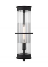 Visual Comfort & Co. Studio Collection 8726701EN7-12 - Alcona transitional 1-light LED outdoor exterior large wall lantern in black finish with clear flute