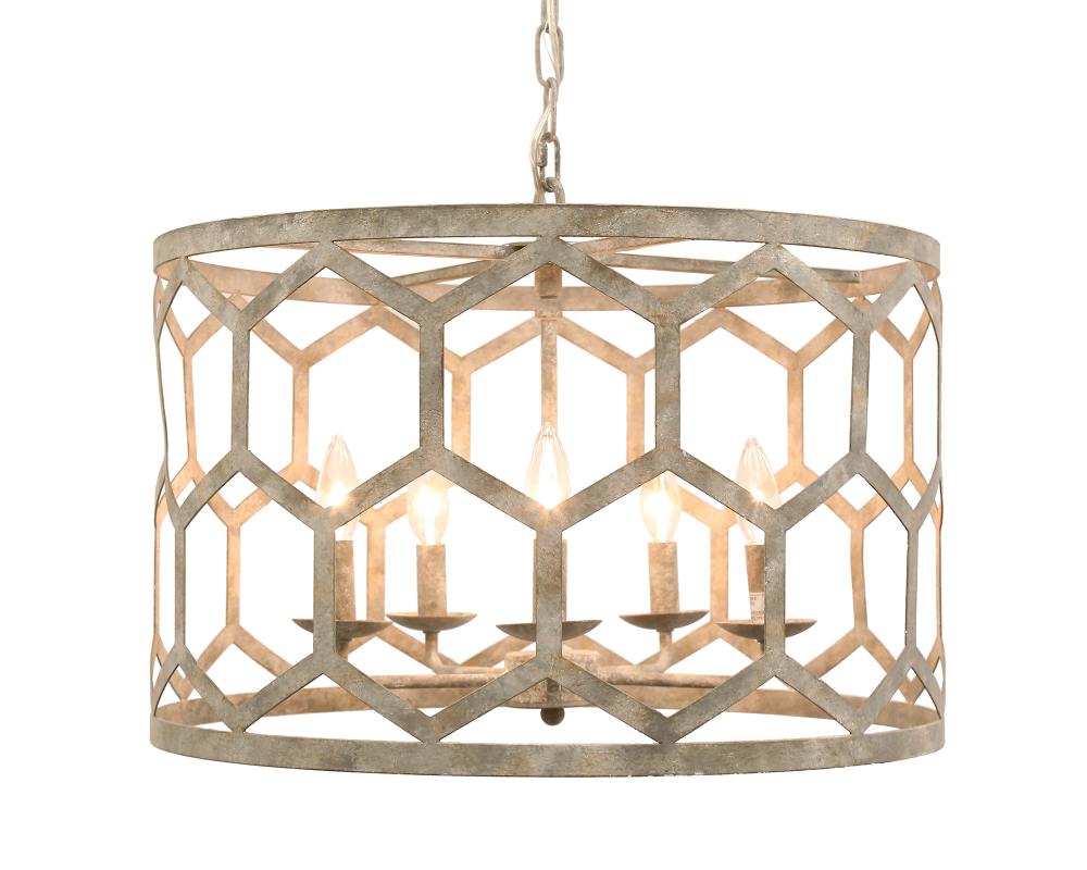 Milad Gray 5 Light Drum Chandelier, 22" Round