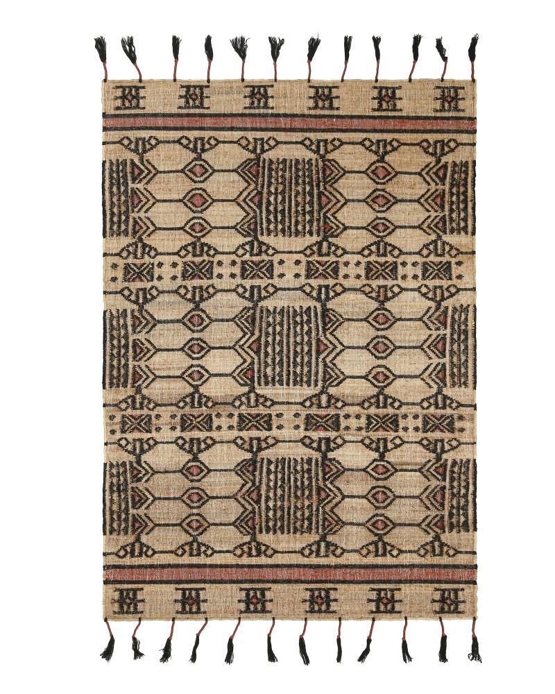 QATARI RUG NATIVE TAN JUTE AND COTTON FLATWEAVE AREA RUG, 5'3"x7'6"