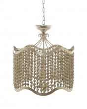 Light Citizen GARBINE - Garbine Silver Leaf 5-Light Drum Pendant With Wood Beads